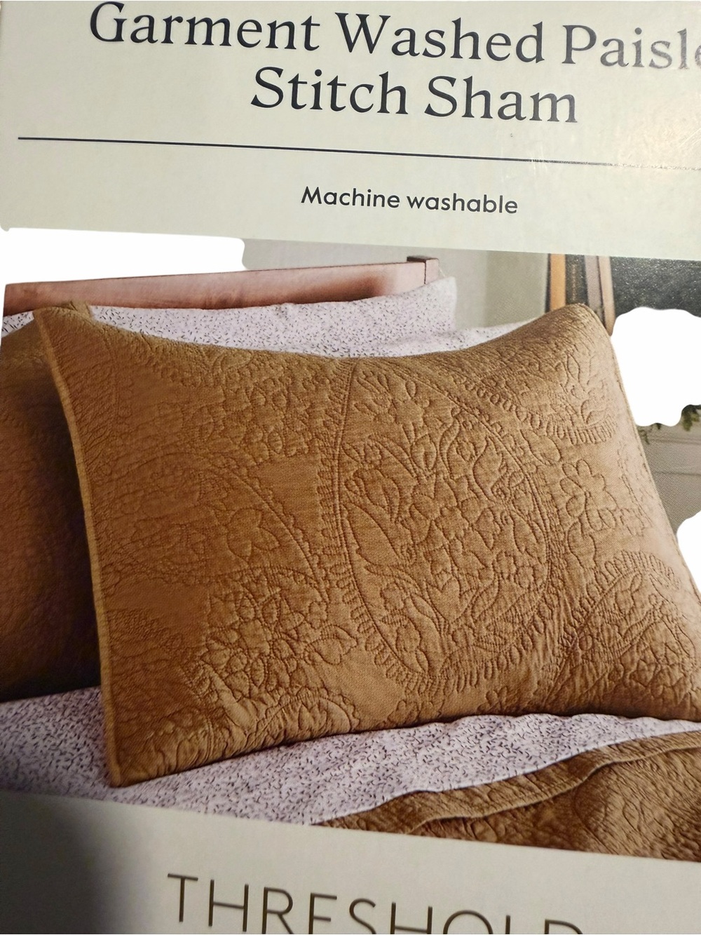 Threshold Garment Washed Paisley Stitch Sham - Amber